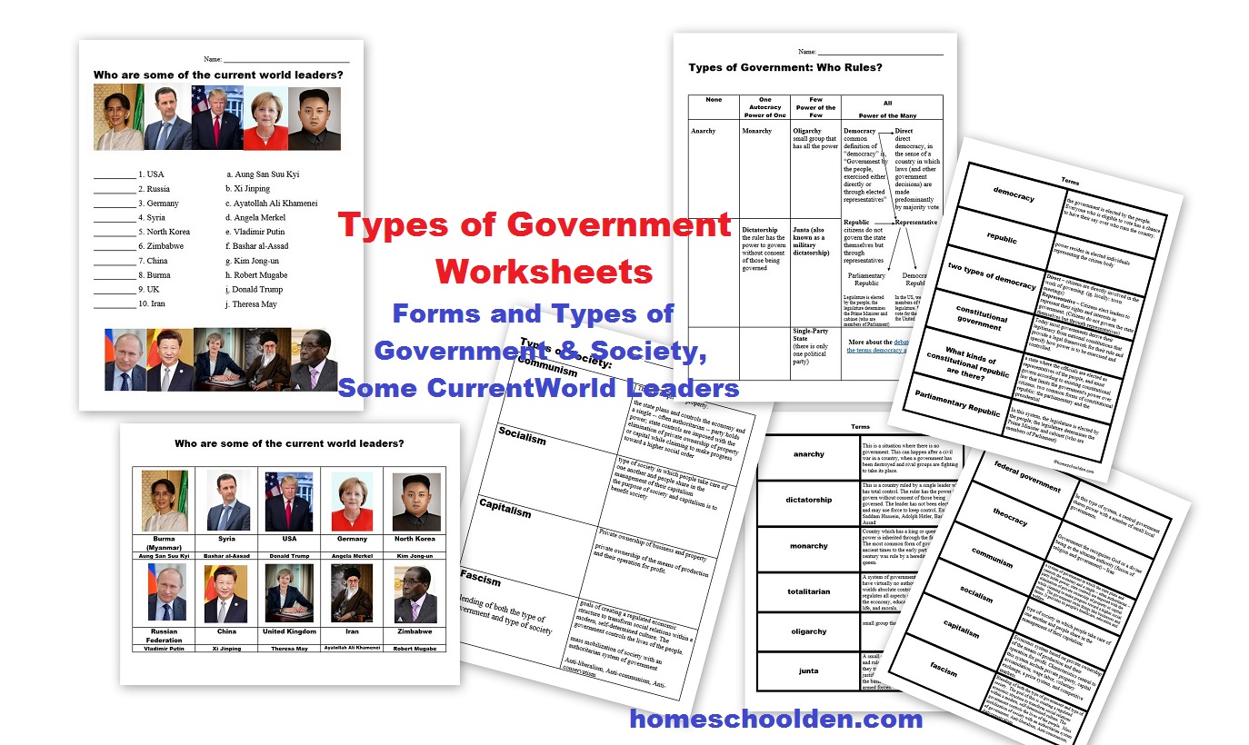 Types Of Governments Worksheets â World Leaders (currently Free